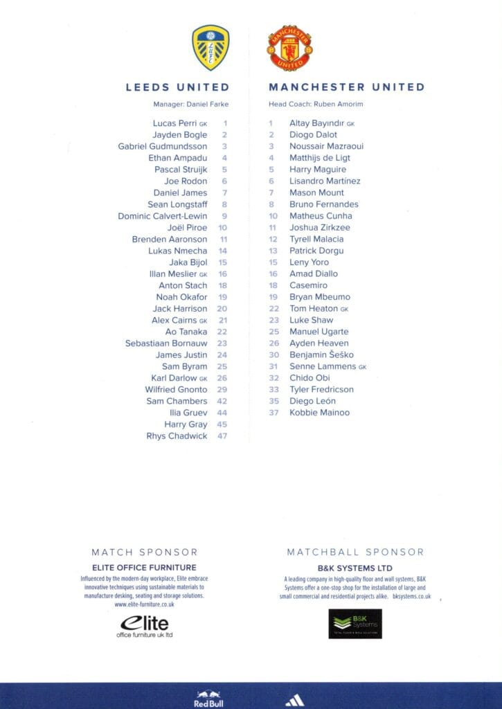 4th January 2026 Leeds United v Manchester United Premier League Matchday 20 2025-2026 - Image 2