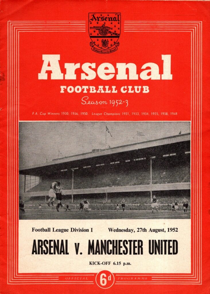 27th August 1952 Arsenal v Manchester United Division One Matchday 02 1952-1953