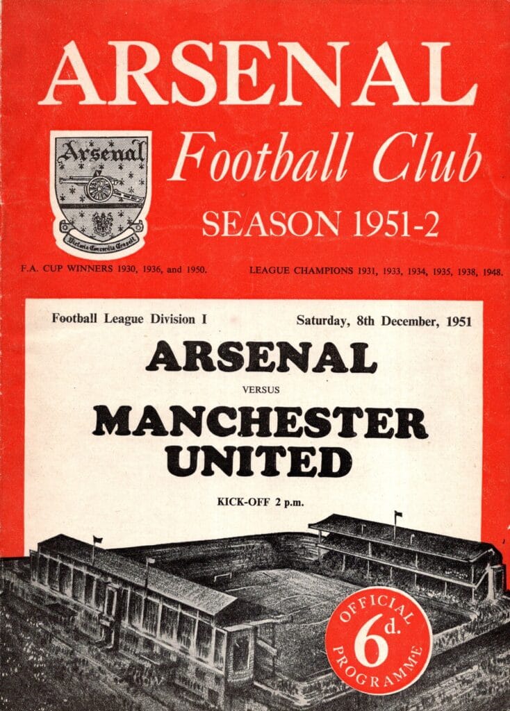 8th December 1951 Arsenal v Manchester United Division One Matchday 21 1951-1952