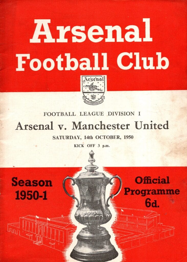 14th October 1950 Arsenal v Manchester United Division One Matchday 13 1950-1951