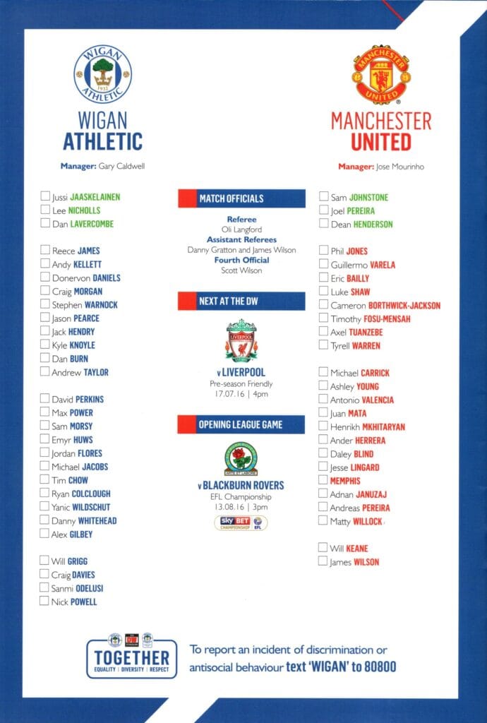 16th July 2016 Wigan Athletic v Manchester United Friendly Pre-Season 2016-2017 - Image 2