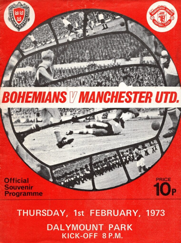 1st February 1973 Bohemians v Manchester United Friendly Challenge Match 1972-1973