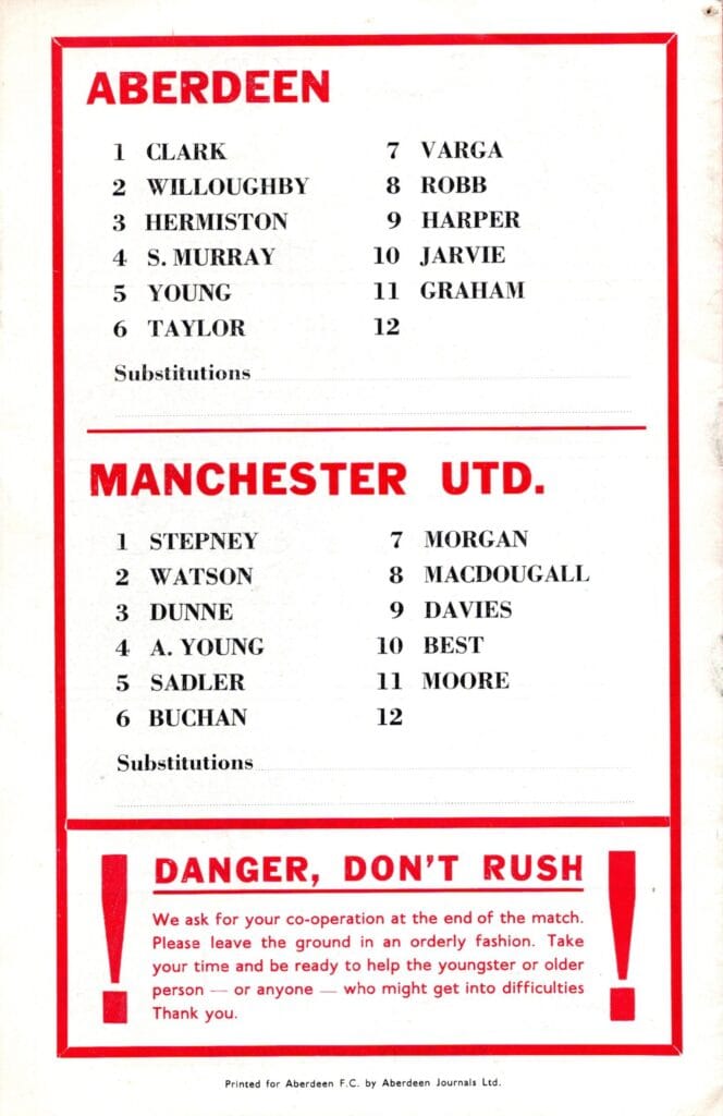 23rd October 1972 Aberdeen v Manchester United Friendly Challenge Match 1972-1973 - Image 2