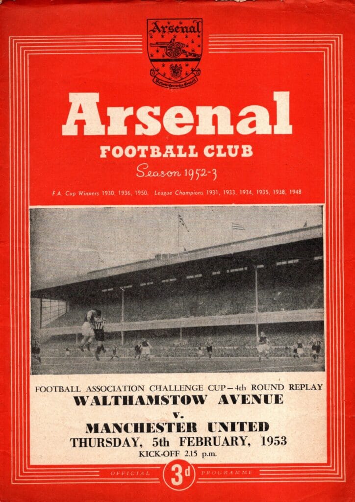 5th February 1953 Walthamstow Ave v Manchester United FA Cup 4th Round Replay 1952-1953