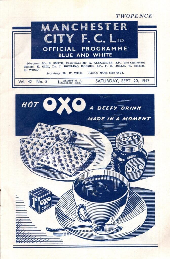 20th September 1947 Manchester City v Manchester United Division One Matchday 08 1947-1948