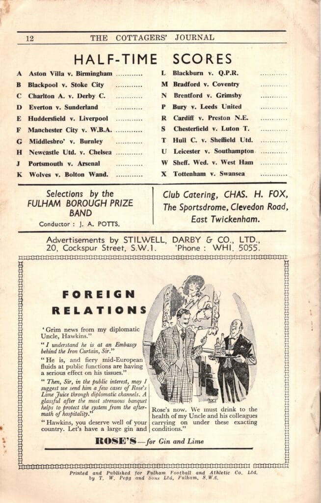 10th December 1949 Fulham v Manchester United Division One Matchday 20 1949-1950 - Image 2