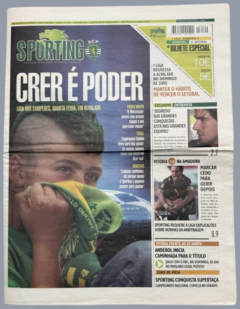 19th September 2007 Sporting Lisbon v Manchester United Champions League Group F - Matchday 01 2007-2008