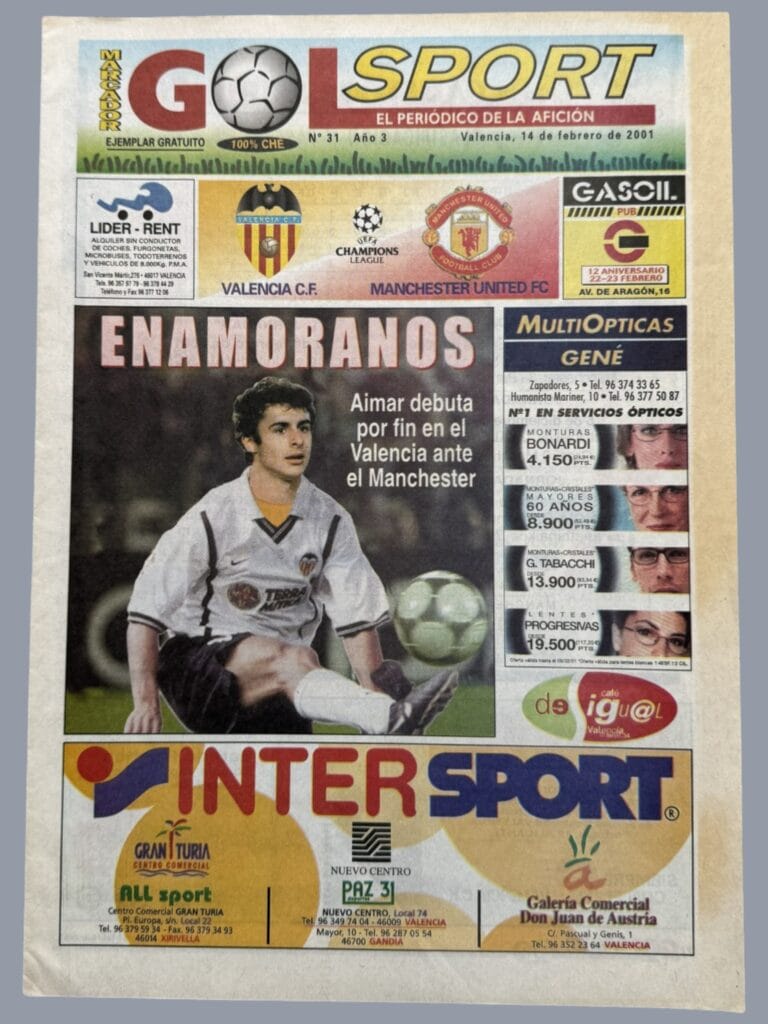 14th February 2001 Valencia v Manchester United Champions League Group A - Matchday 03 2000-2001