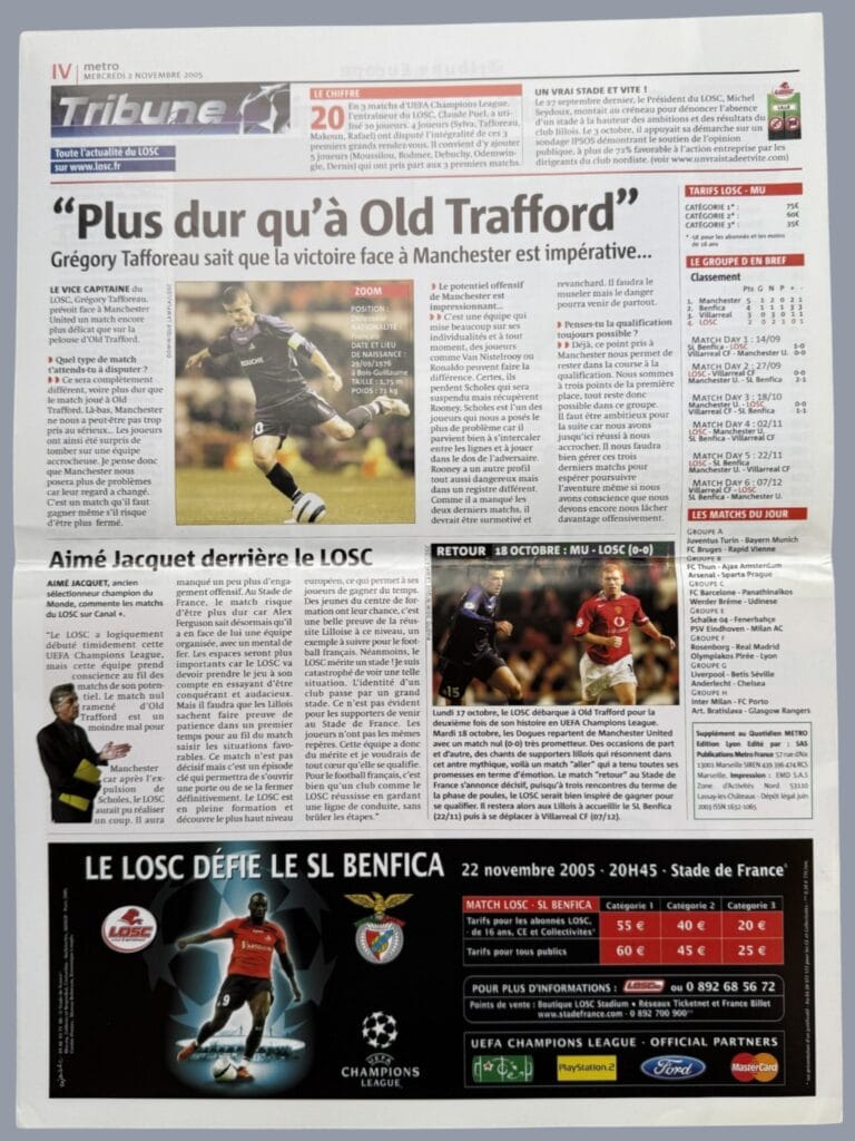 2nd November 2005 Lille v Manchester United Champions League Group D - Matchday 04 2005-2006 - Image 4