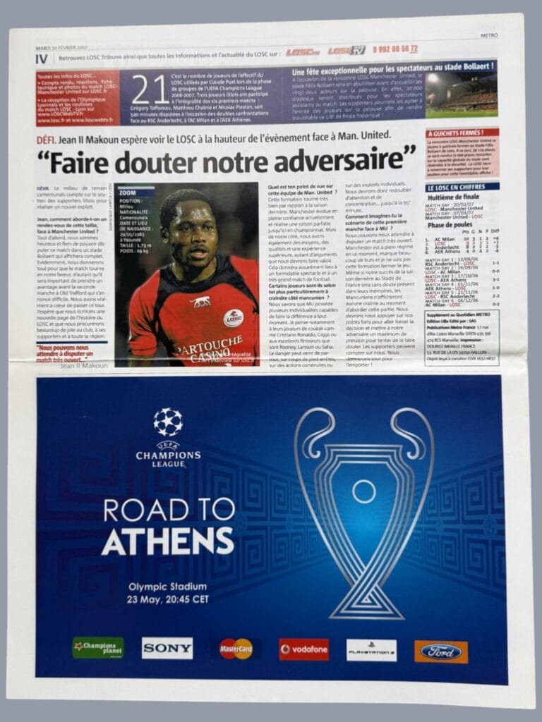 20th February 2007 Lille v Manchester United Champions League 1st Knockout Round - 1st Leg 2006-2007 - Image 2