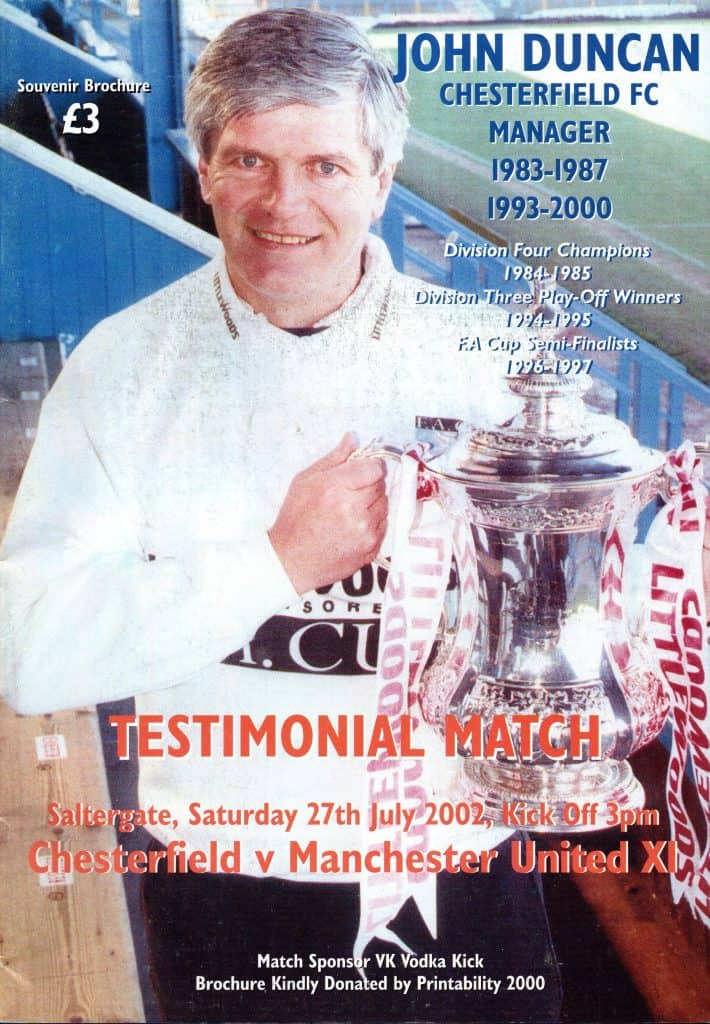 27th July 2002 Chesterfield v Manchester United Friendly Pre-Season 2002-2003