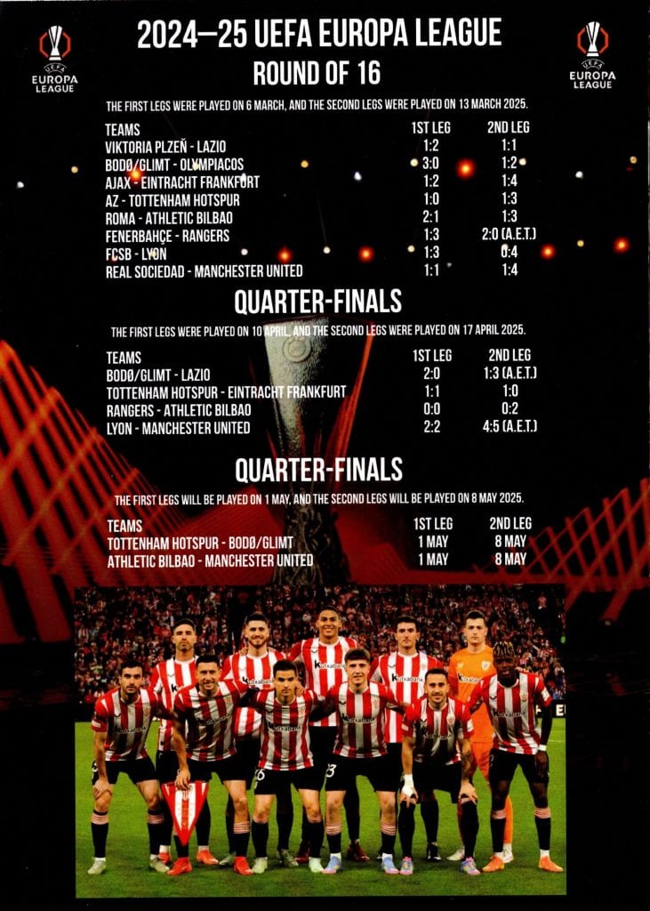 1st May 2025 Athletic Bilbao v Manchester United Europa League Semi-Final - 1st Leg 2024-2025 - Image 2