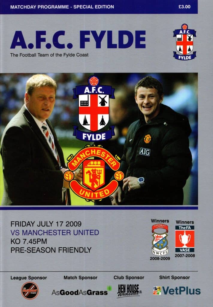 17th July 2009 AFC Fylde v Manchester United Res. Friendly Pre Season 2009-2010