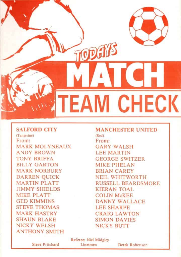 8th November 1992 Salford City v Manchester United Friendly Pre-Season 1992-1993 - Image 2