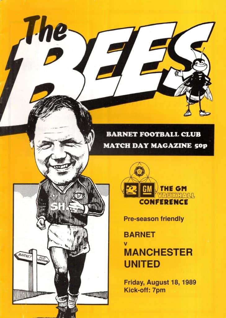 18th August 1989 Barnet v Manchester United Friendly Pre Season 1989-1990