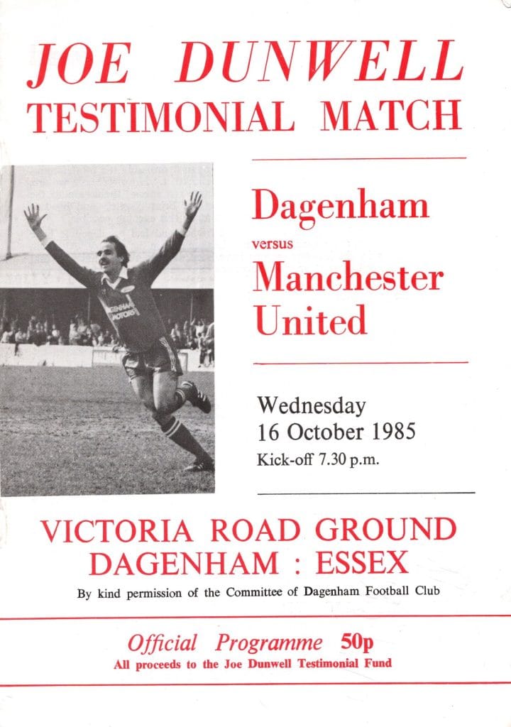 16th October 1985 Dagenham v Manchester United Friendly Pre-Season 1985-1986