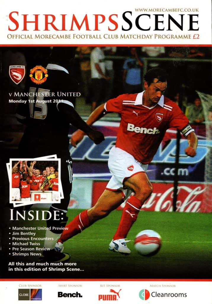 1st August 2011 Morecambe v Manchester United Friendly Pre-Season 2011-2012