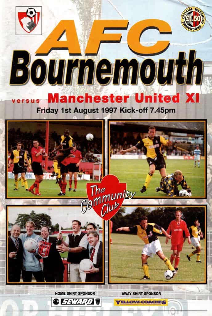 1st August 1997 AFC Bournemouth v Manchester United Friendly Pre-Season 1997-1998