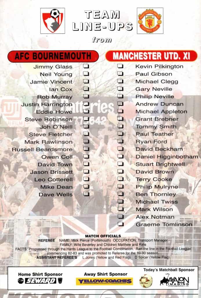 1st August 1997 AFC Bournemouth v Manchester United Friendly Pre-Season 1997-1998 - Image 2