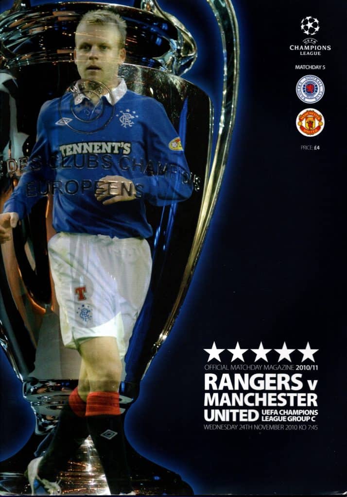 24th November 2010 Rangers v Manchester United Champions League Group C - Matchday 05 2010-2011