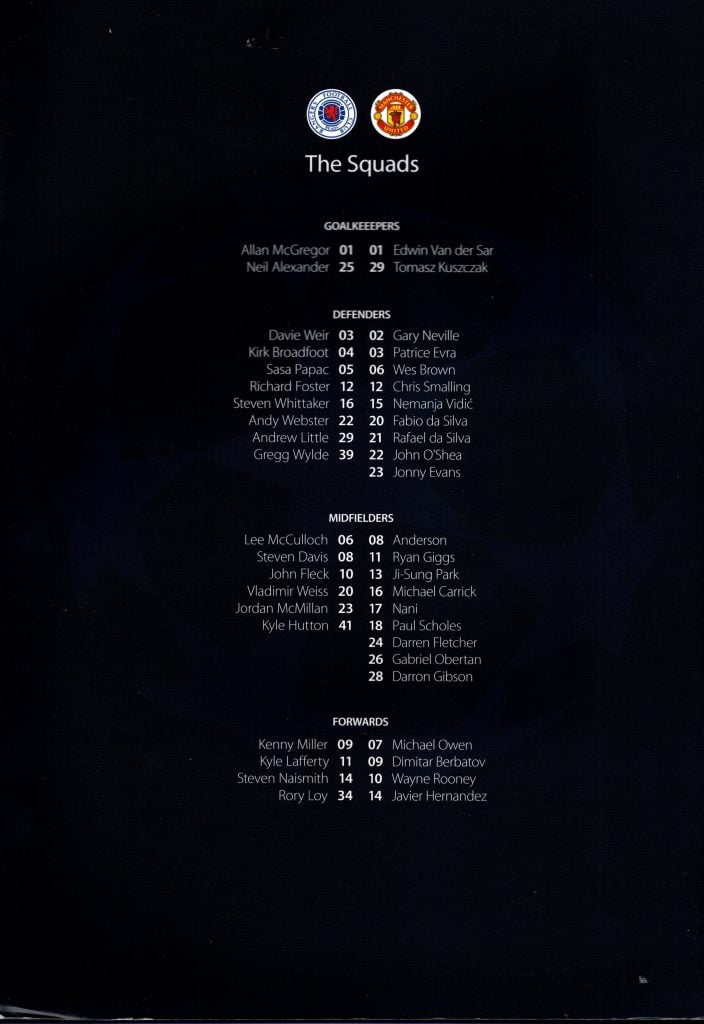 24th November 2010 Rangers v Manchester United Champions League Group C - Matchday 05 2010-2011 - Image 2