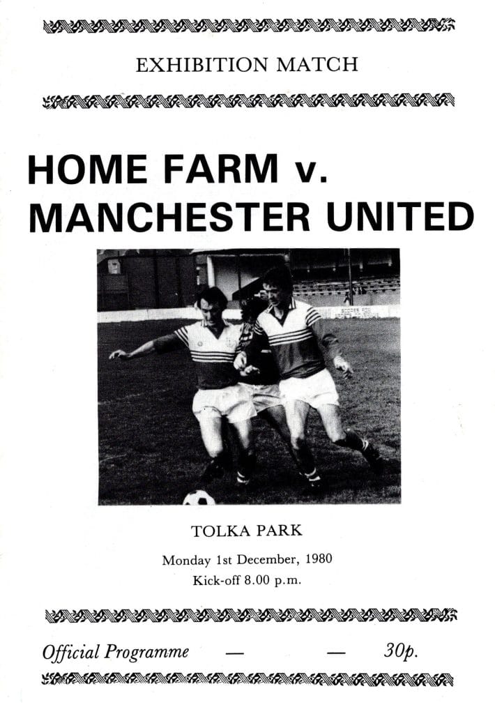 1st December 1980 Home Farm XI v Manchester United Friendly  1980-1981