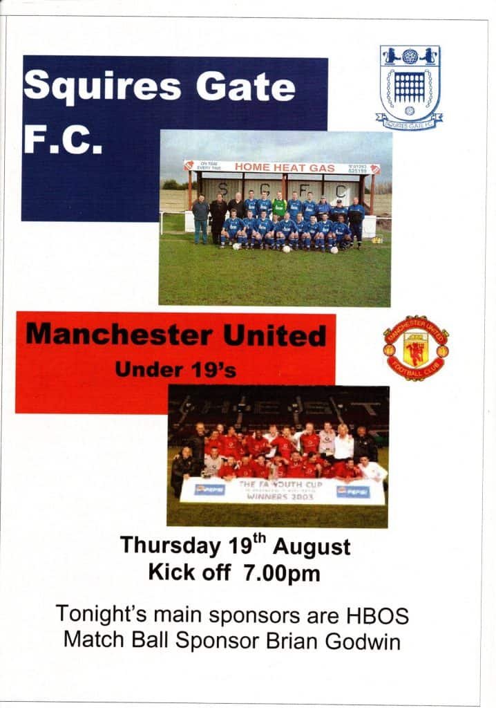 19th August 2003 Squires Gate v Manchester United Friendly Pre-Season 2003-2004
