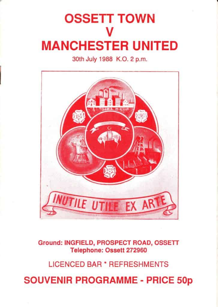 30th July 1988 Ossett Town v Manchester United Friendly Pre-Season 1988-1989
