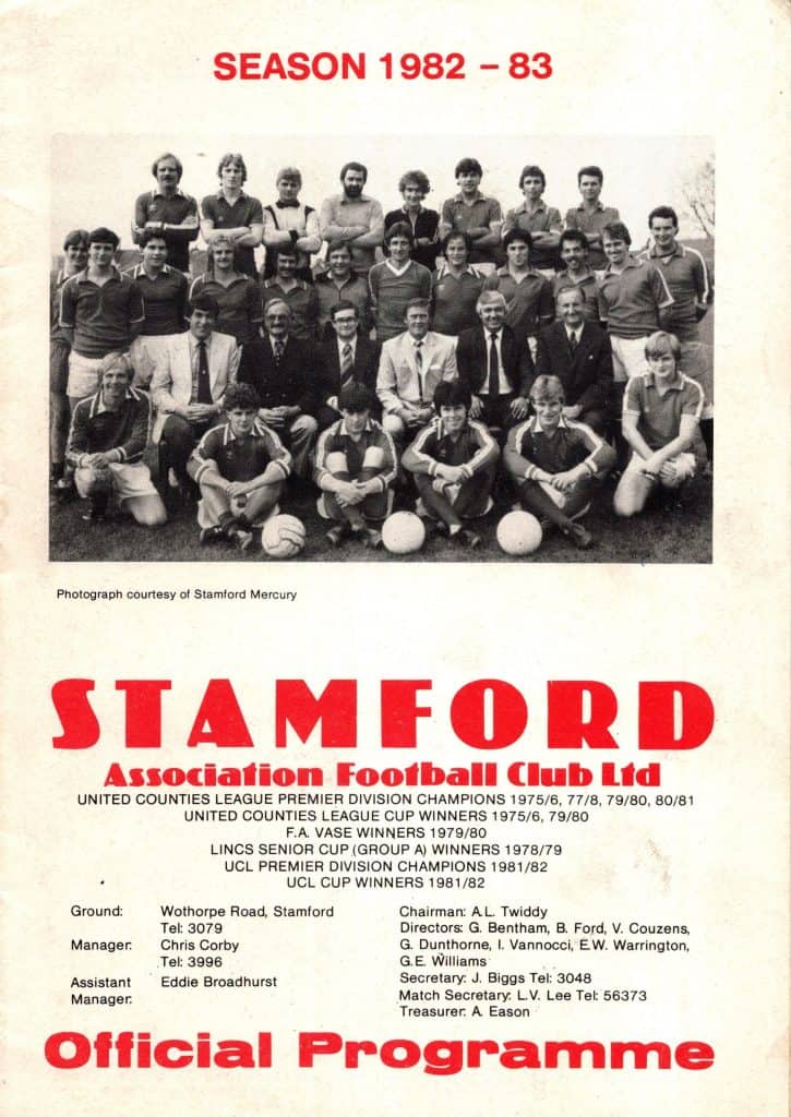19th October 1982 Stamford v Manchester United Friendly  1982-1983
