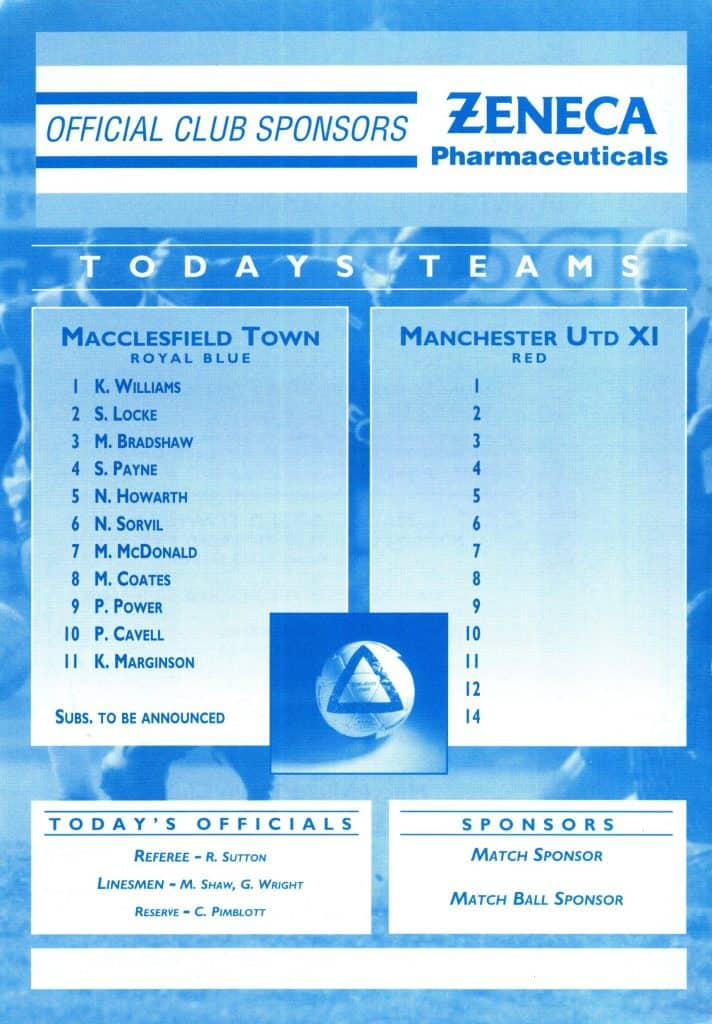 12th August 1995 Macclesfield Town v Manchester United Friendly  1995-1996 - Image 2