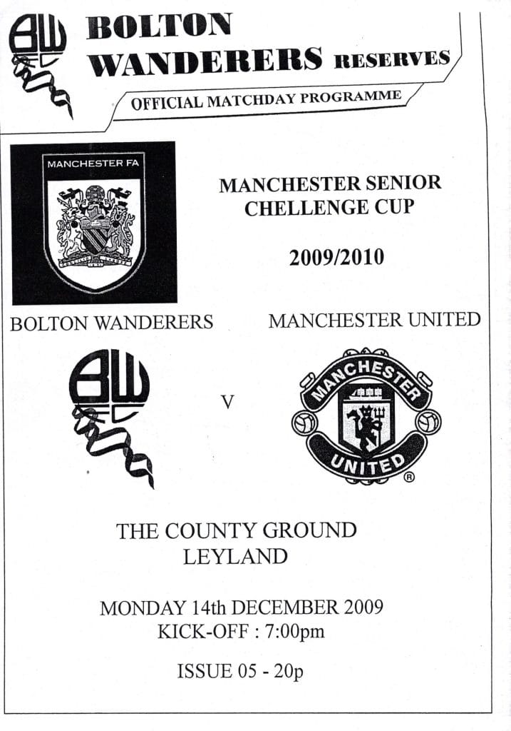 14th December 2009 Bolton Wanderers v Manchester United Manchester Senior Cup Game 3 2009-2010