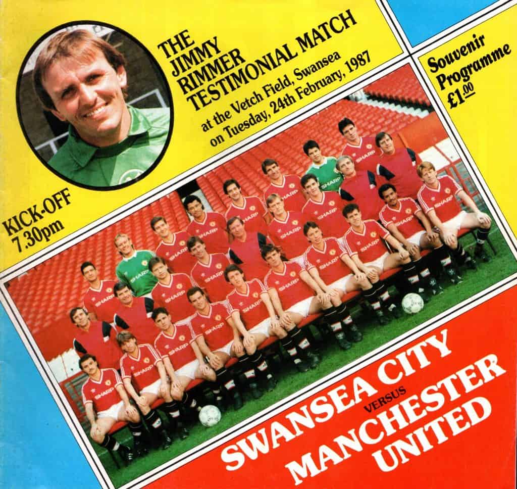 24th February 1987 Swansea City v Manchester United Friendly Jimmy Rimmer Testimonial 1986-1987