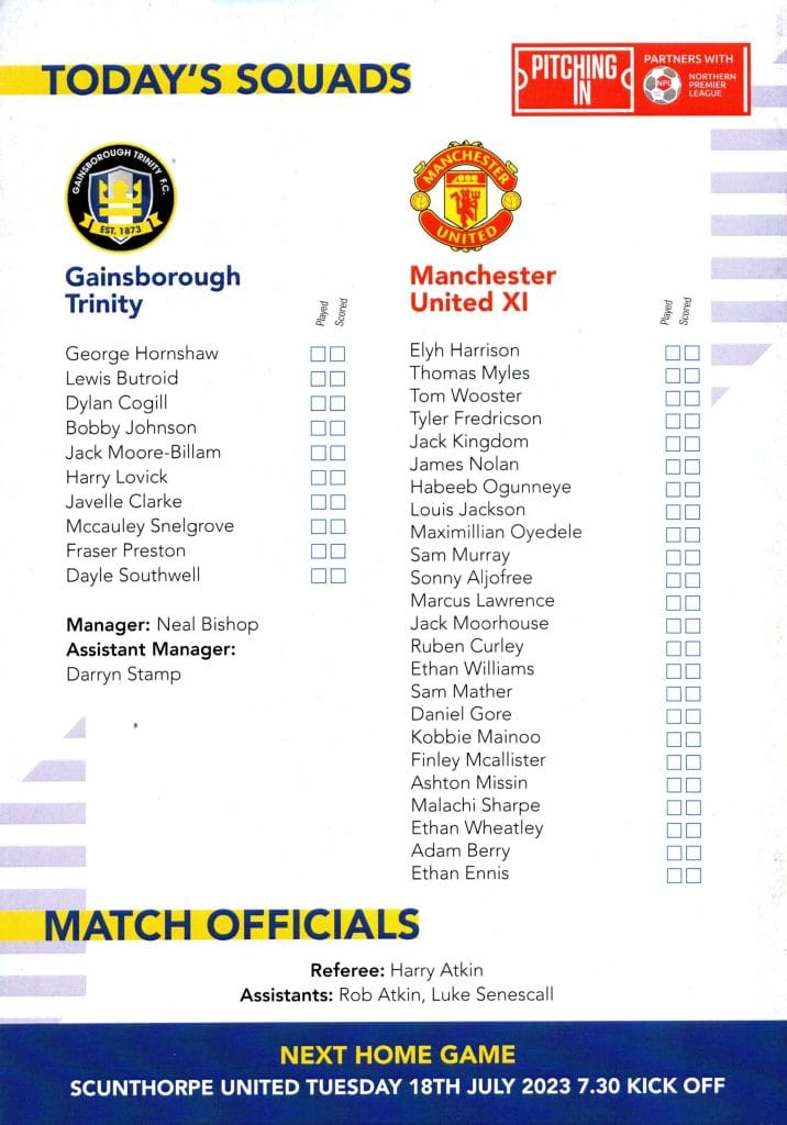 15th July 2023 Gainsborough Trinity v Manchester United Youth Friendly Pre-Season 2023-2024 - Image 2