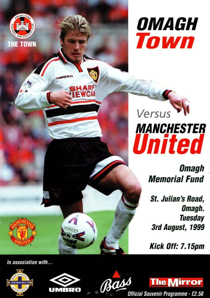 3rd August 1999 Omagh Town v Manchester United Friendly Omagh Memorial Fund 1999-2000