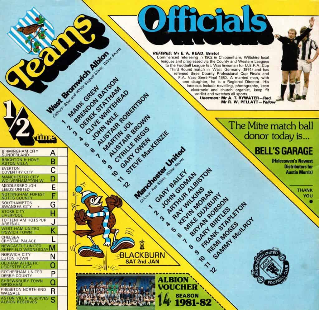 28th December 1981 West Bromwich Albion v Manchester United Friendly  1981-1982 - Image 2