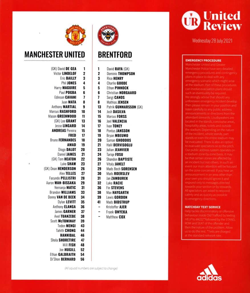 28th July 2021 Manchester United v Brentford Friendly Pre Season 2021-2022 - Image 2