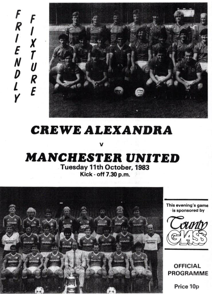 11th October 1983 Crewe Aelxandra v Manchester United Friendly  1983-1984