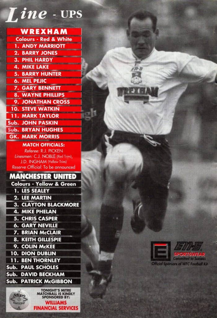 18th January 1994 Wrexham v Manchester United Friendly  1993-1994 - Image 2