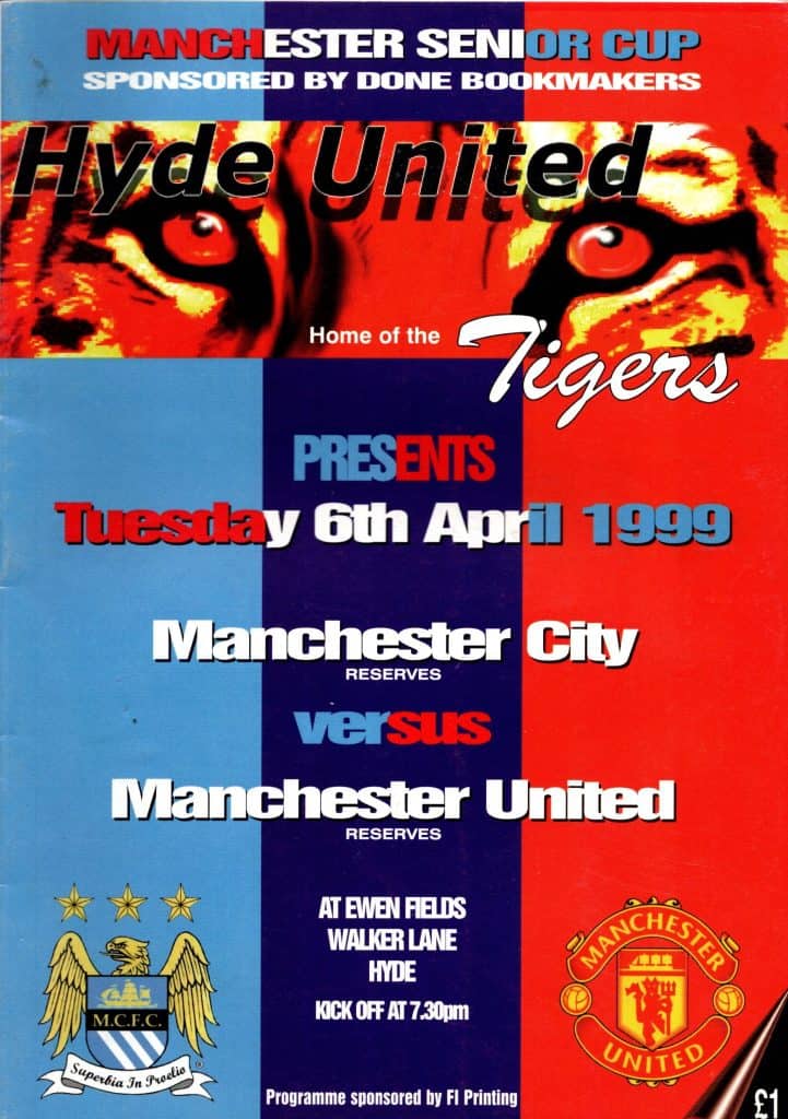 6th April 1999 Manchester City v Manchester United Manchester Senior Cup Game 3 1998-1999