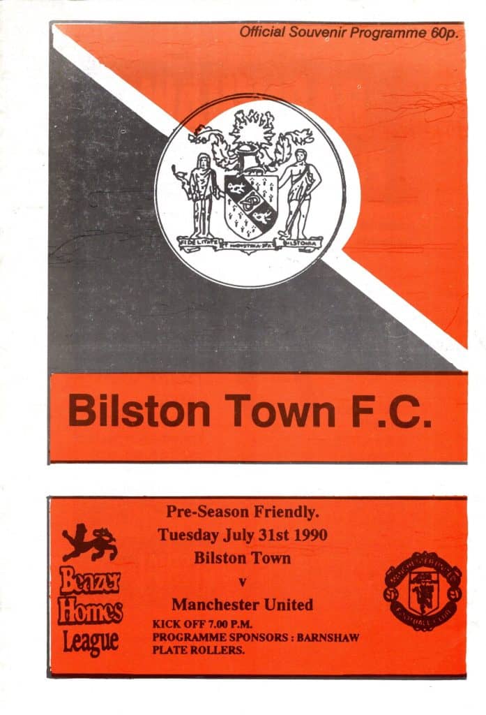 31st July 1990 Bilston Town v Manchester United Friendly Pre Season 1990-1991