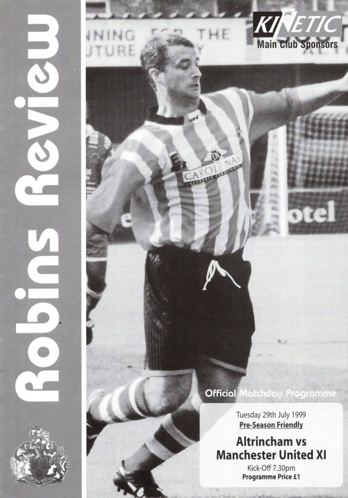 29th July 1999 Altrincham v Manchester United Youth Friendly Pre-Season 1999-2000