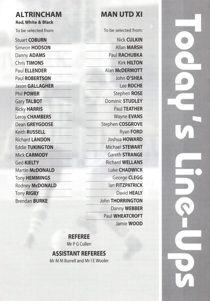 29th July 1999 Altrincham v Manchester United Youth Friendly Pre-Season 1999-2000 - Image 2