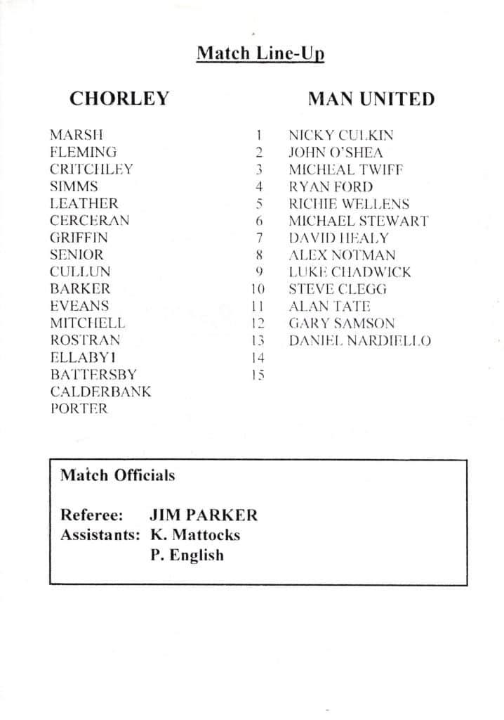 5th August 1999 Chorley v Manchester United Friendly Pre-Season 1999-2000 - Image 2