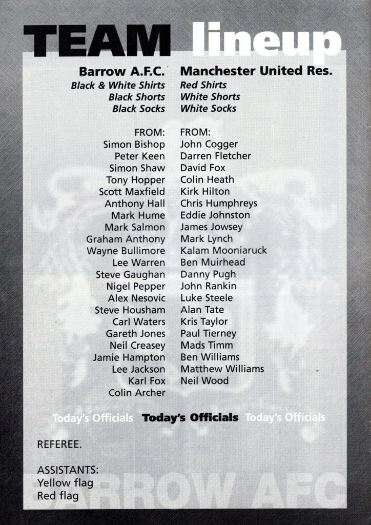 3rd August 2002 Barrow v Manchester United Reserve Friendly Pre-Season 2002-2003 - Image 2