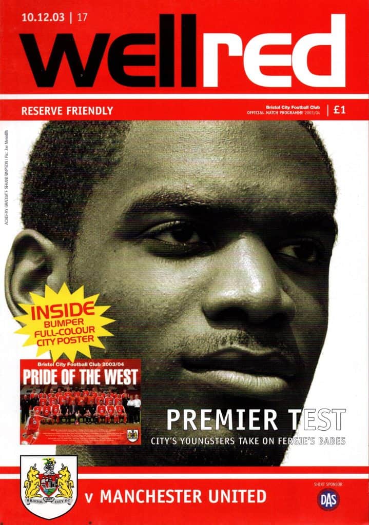 10th December 2003 Bristol City v Manchester United Reserve Friendly Pre-Season 2003-2004
