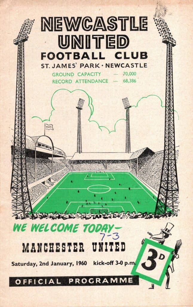 2nd January 1960 Newcastle United v Manchester United Division One Matchday 25 1959-1960