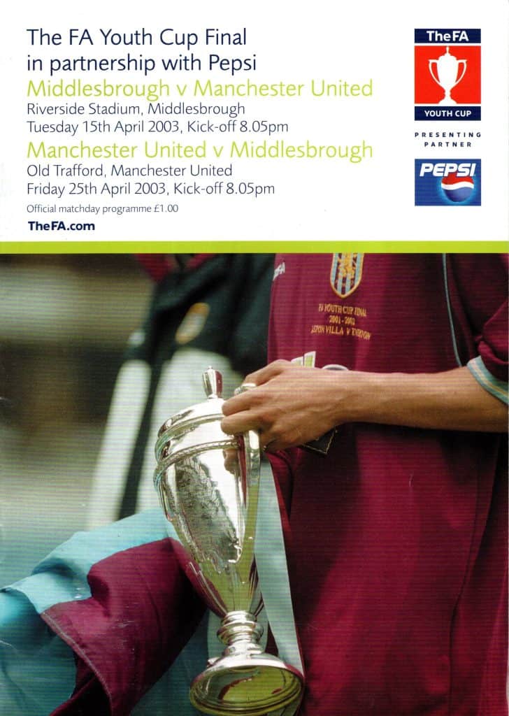 15th April 2003 Middlesbrough v Manchester United Manchester Senior Cup Final 1st Leg 2002-2003