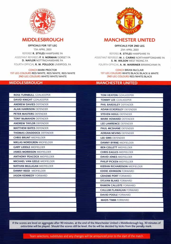 25th April 2003 Manchester United v Middlesbrough Manchester Senior Cup Final 2nd Leg 2002-2003 - Image 2