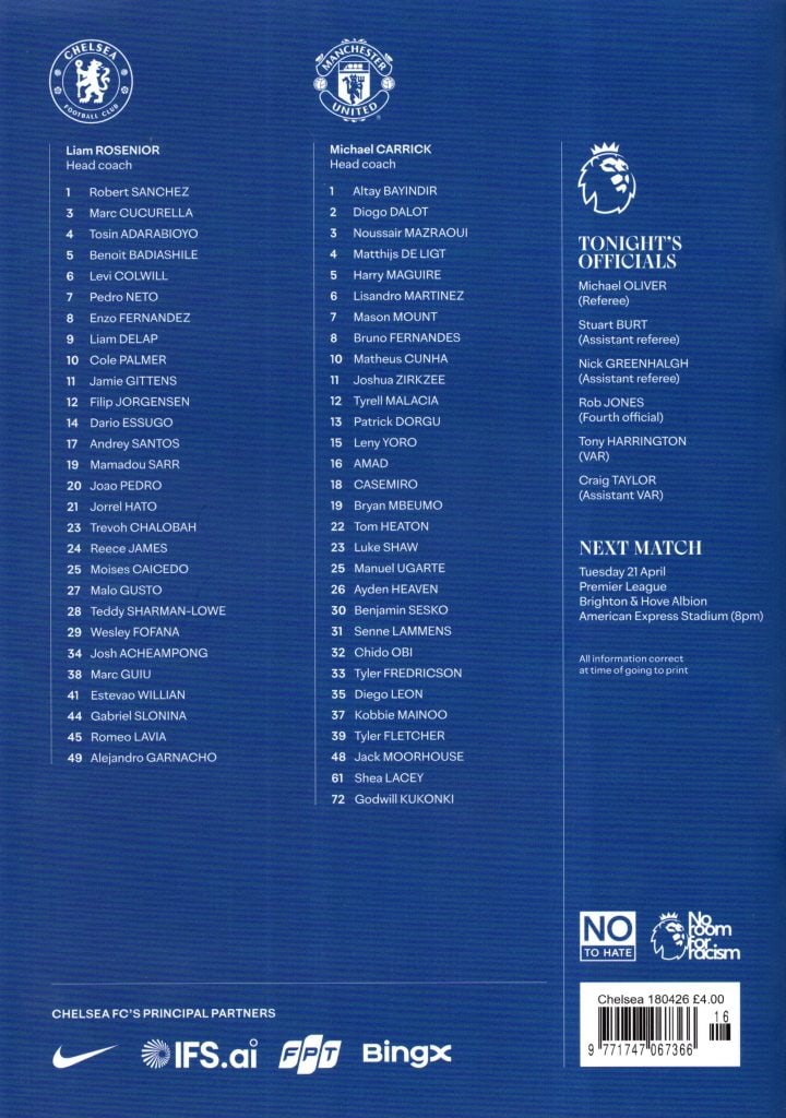 18th April 2026 Chelsea v Manchester United Premier League Matchday 33 2025-2026 - Image 2