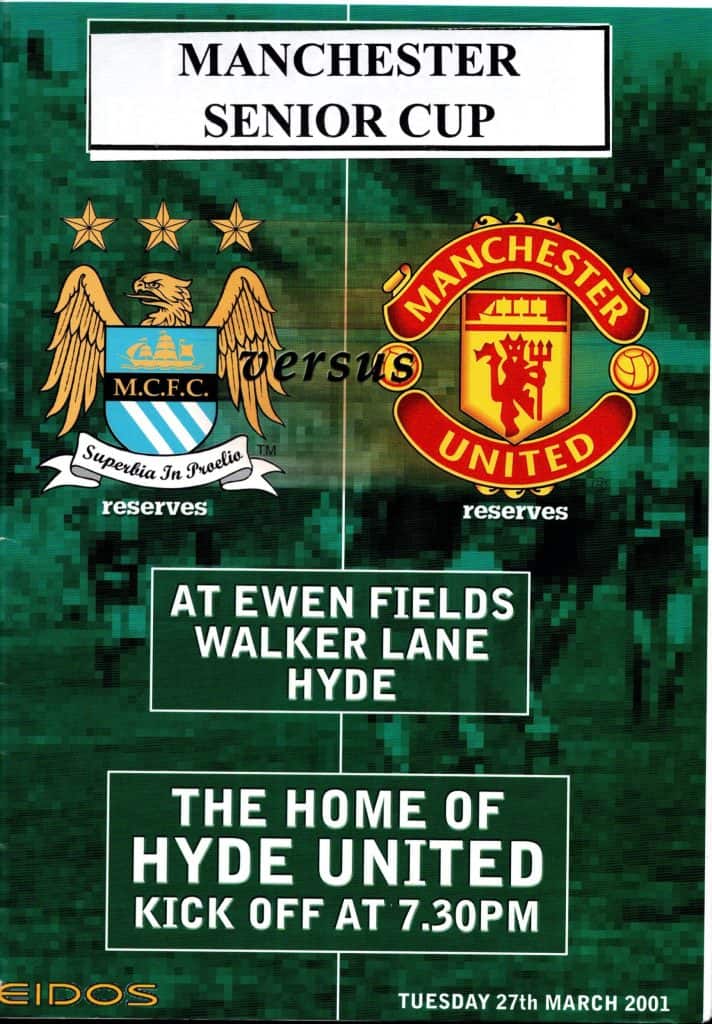 27th March 2001 Manchester City v Manchester United Manchester Senior Cup Game 5 2000-2001